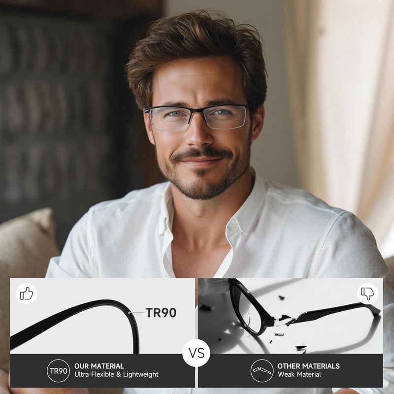 AIMISUV Store 6Pack Reading Glasses Men,Spring Hinge Blue Light Blocking Readers,Anti Eyestrain Computer Magnifying Eyeglasses - Image 5